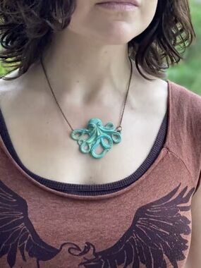 Handcrafted Turquoise Octopus Pendant Necklace - Women Jewelry